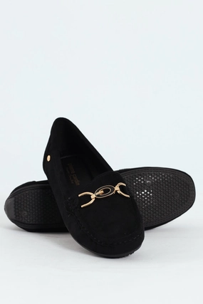 Prost 12 Horsebit Suede Driver Loafer - Black