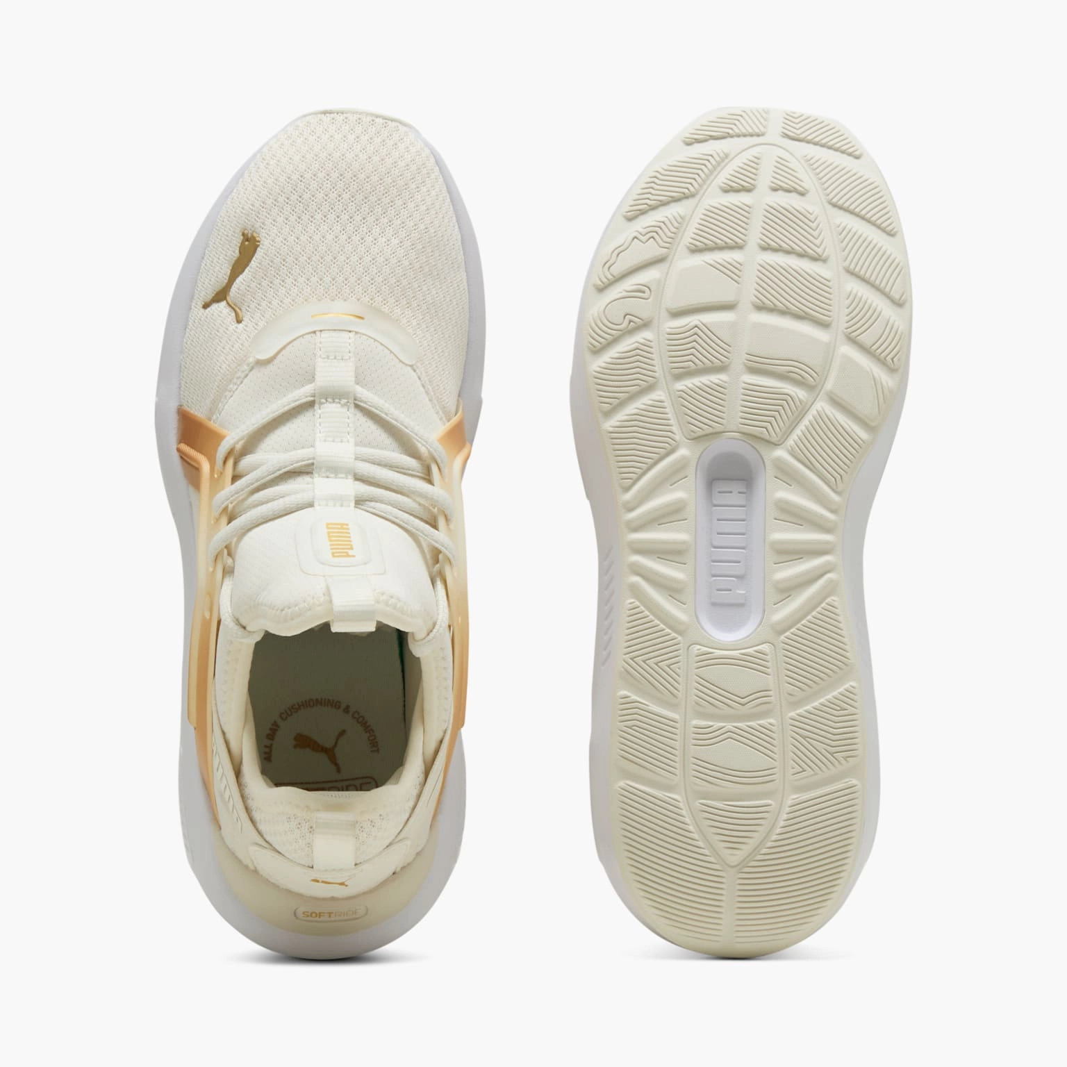 PUMA WOMEN'S ENZO WHITE/GOLD RUNNING SHOES
