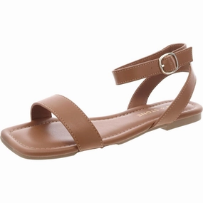 Quebecc Womens Faux Leather Open Toe Ankle Strap