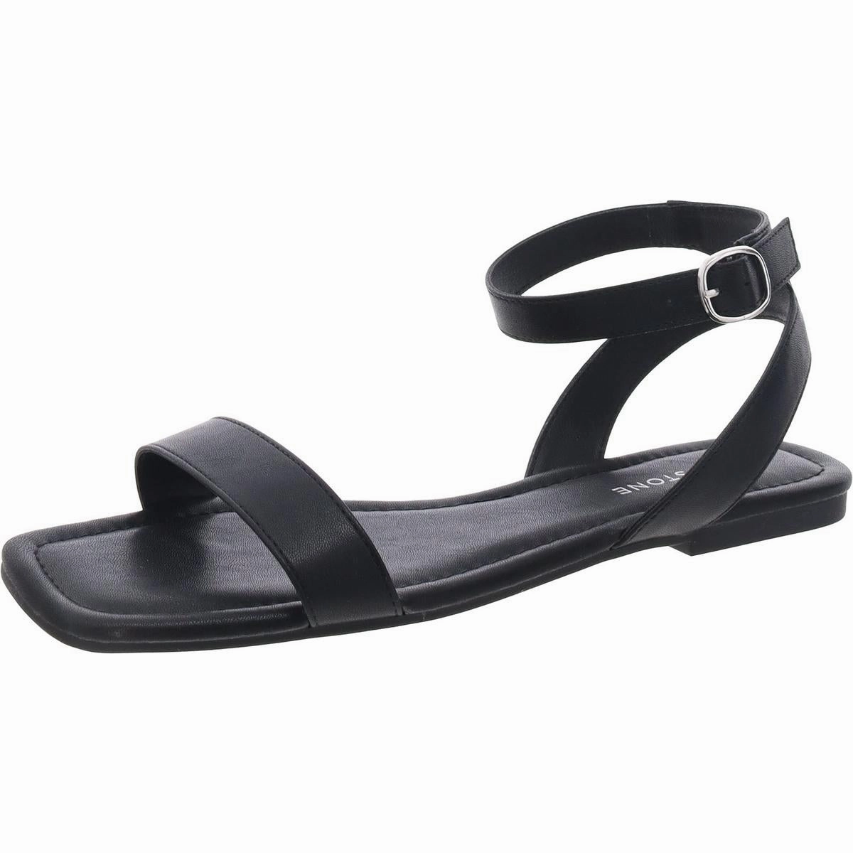 Quebecc Womens Faux Leather Open Toe Ankle Strap
