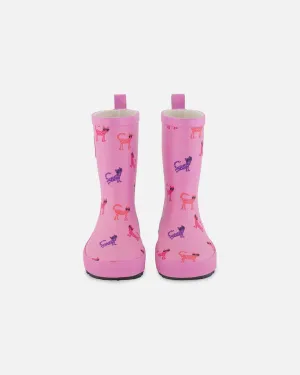 Rain Boots Pink Printed Sunglasses Cats