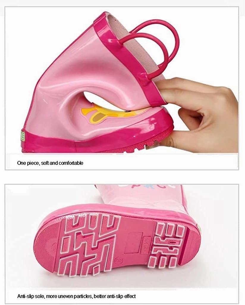 rain Boots Children's Rubber Rain Boots Girls Waterproof Rain Boots Pink Water Pump Non-Slip Sole Antiskid rain Boots (Color : Pink Size : 16cm)