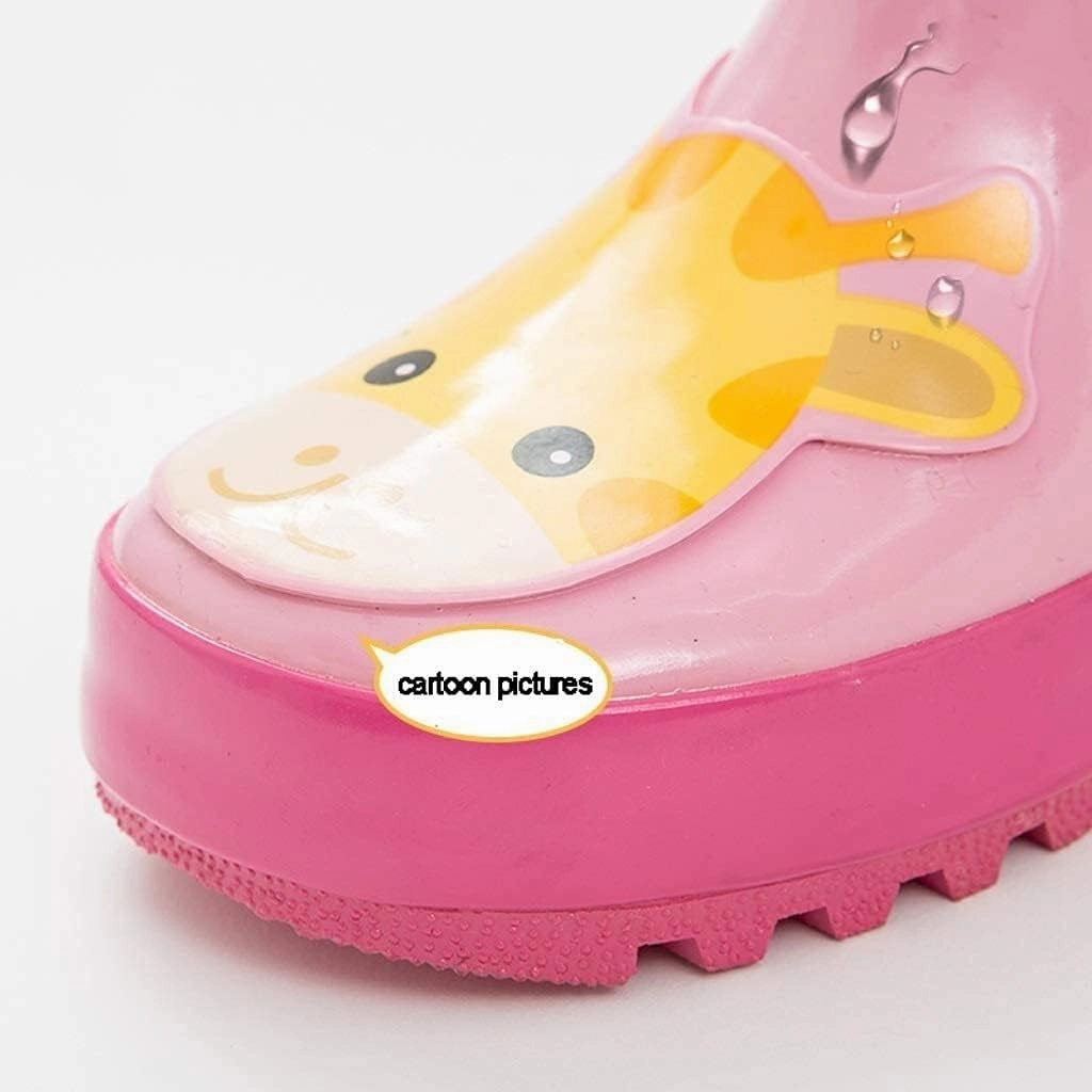 rain Boots Children's Rubber Rain Boots Girls Waterproof Rain Boots Pink Water Pump Non-Slip Sole Antiskid rain Boots (Color : Pink Size : 16cm)