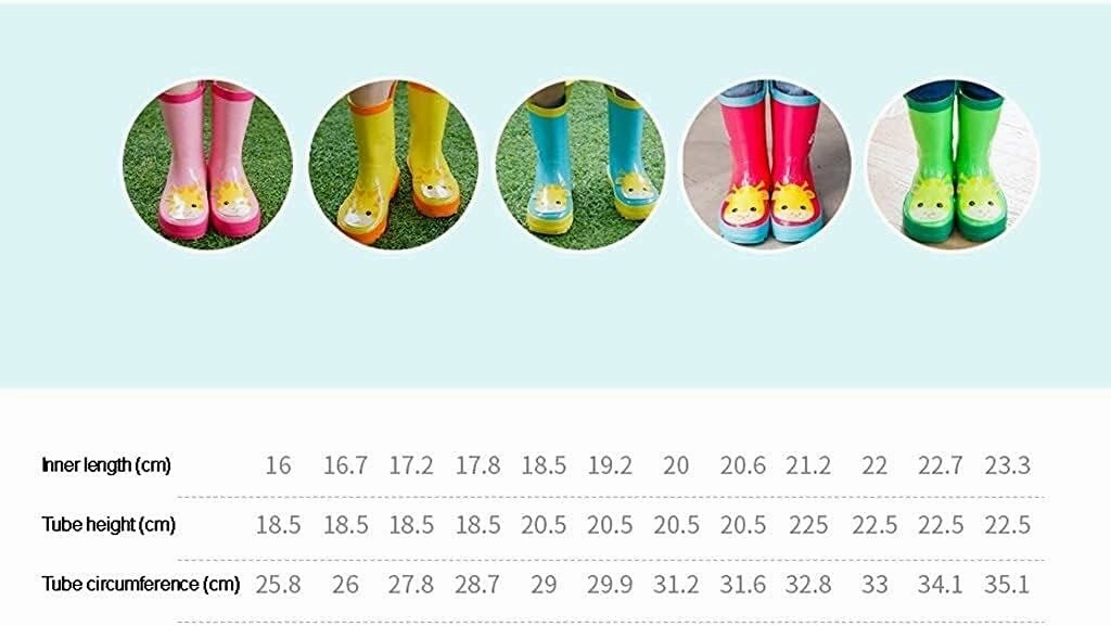 rain Boots Children's Rubber Rain Boots Girls Waterproof Rain Boots Pink Water Pump Non-Slip Sole Antiskid rain Boots (Color : Pink Size : 16cm)