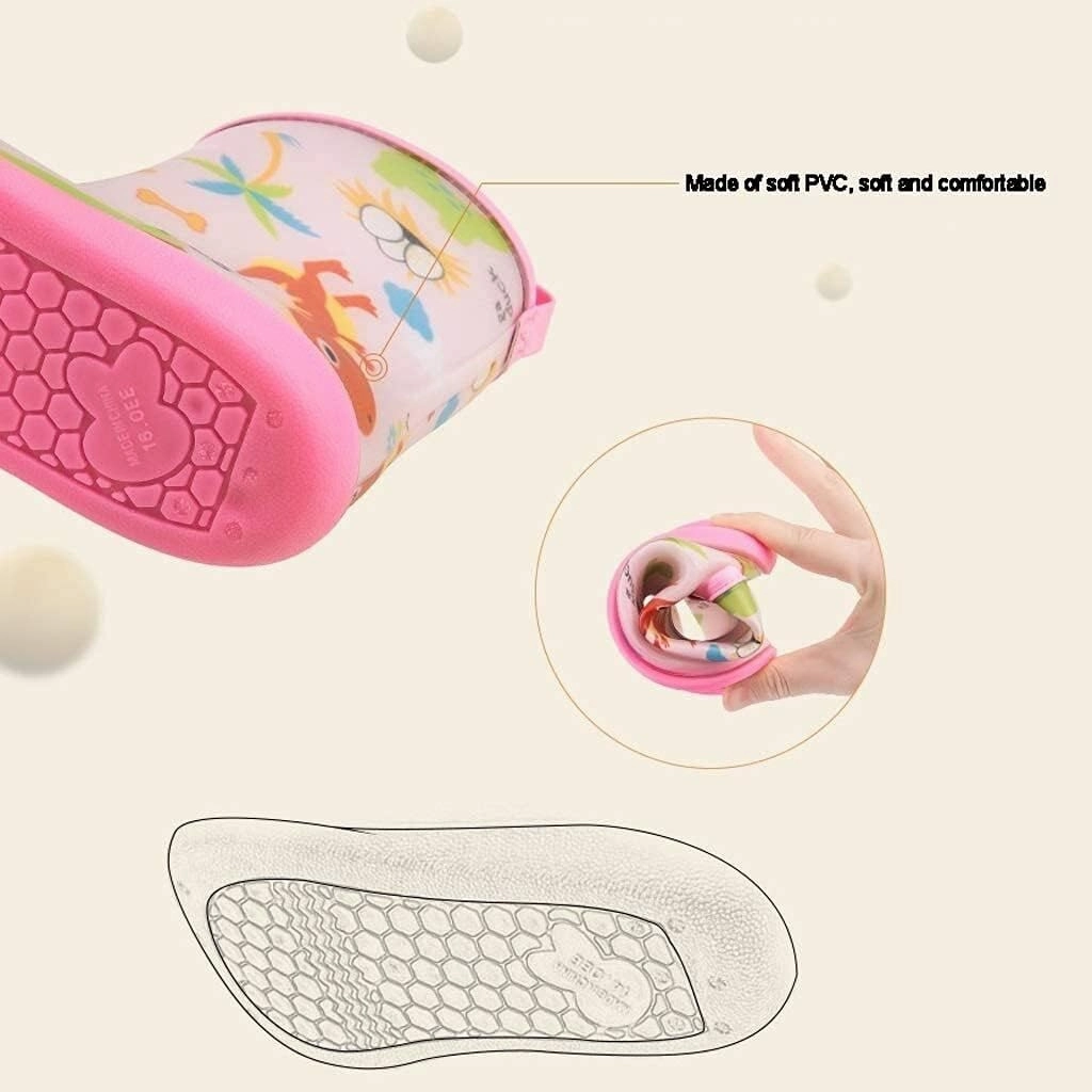 rain Boots Fashion Printed Waterproof Boots Light Rain Boots for Girls and Boys Toddlers Antiskid rain Boots (Color : Pink Size : 18cm)