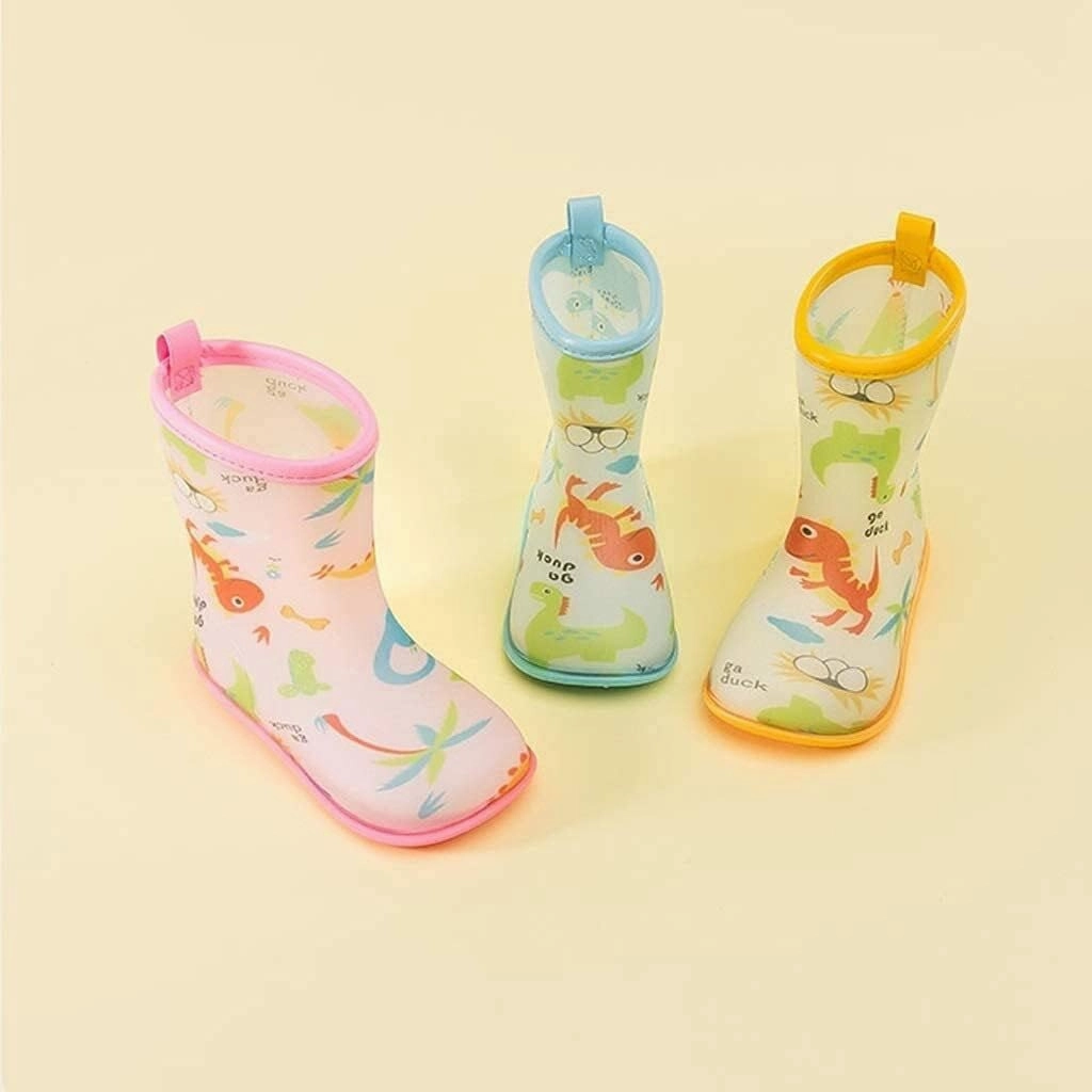 rain Boots Fashion Printed Waterproof Boots Light Rain Boots for Girls and Boys Toddlers Antiskid rain Boots (Color : Pink Size : 18cm)