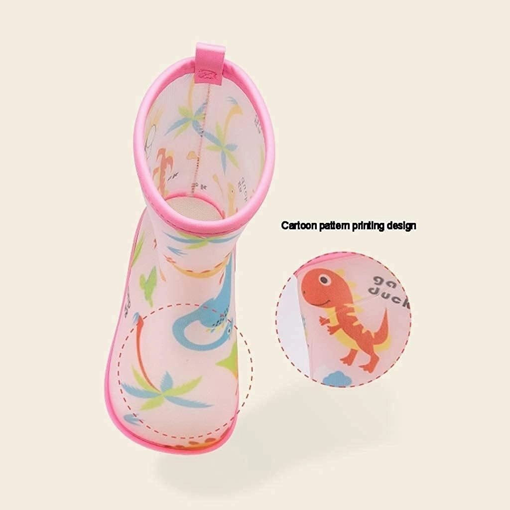 rain Boots Fashion Printed Waterproof Boots Light Rain Boots for Girls and Boys Toddlers Antiskid rain Boots (Color : Pink Size : 18cm)