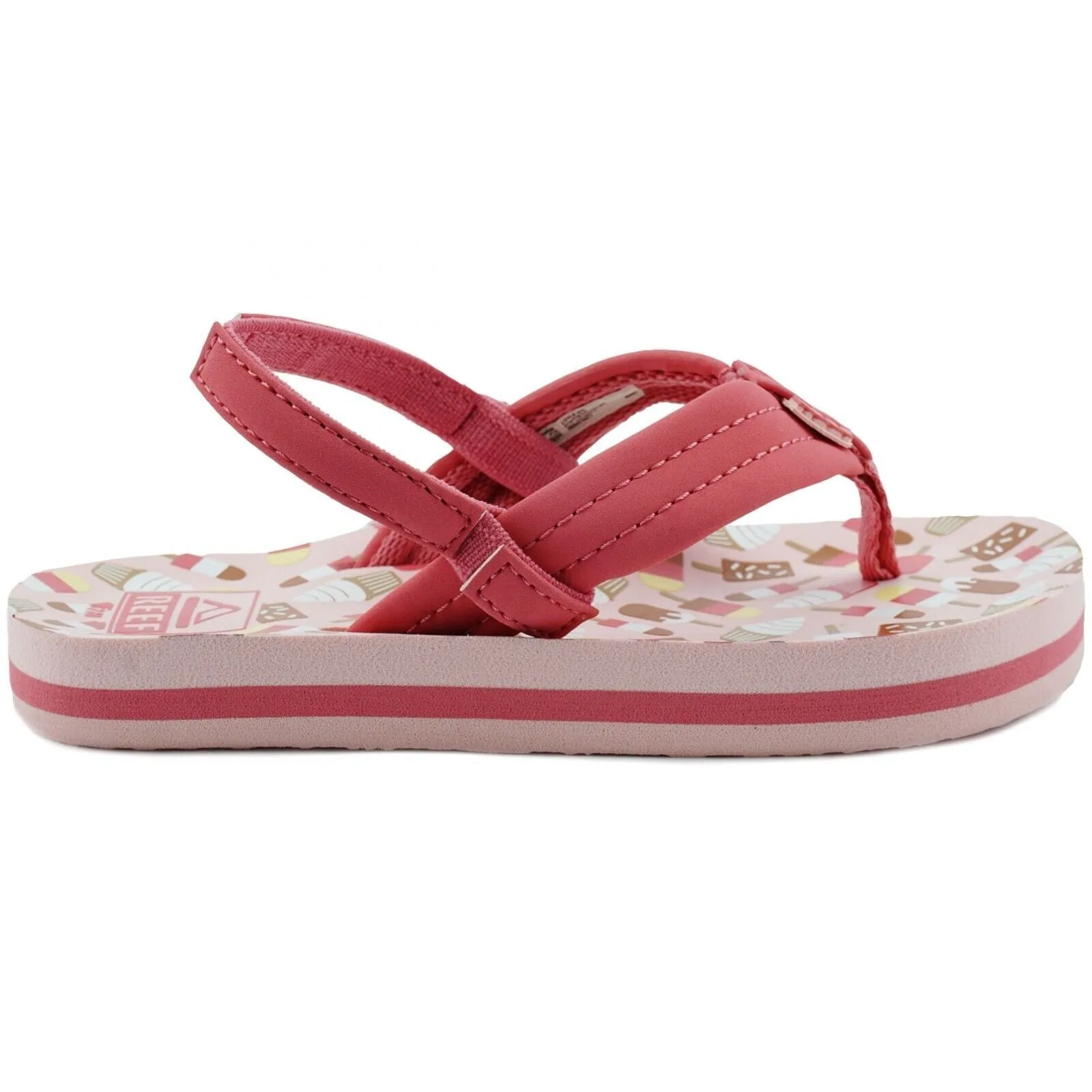Reef Little Ahi CI4066 Flip Flop Girls 9-10 Pink Ice Cream Slip On Sandal ERK292 (Pink,9-10)