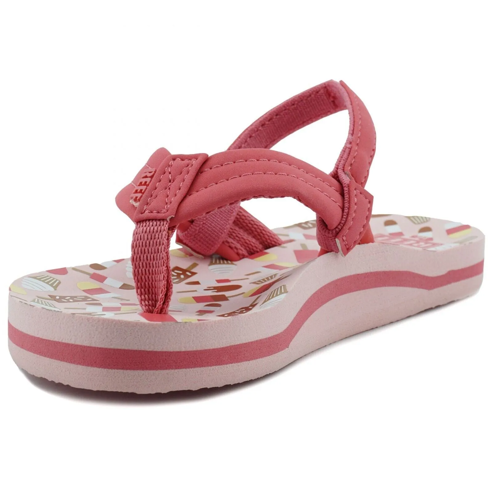 Reef Little Ahi CI4066 Flip Flop Girls 9-10 Pink Ice Cream Slip On Sandal ERK292 (Pink,9-10)