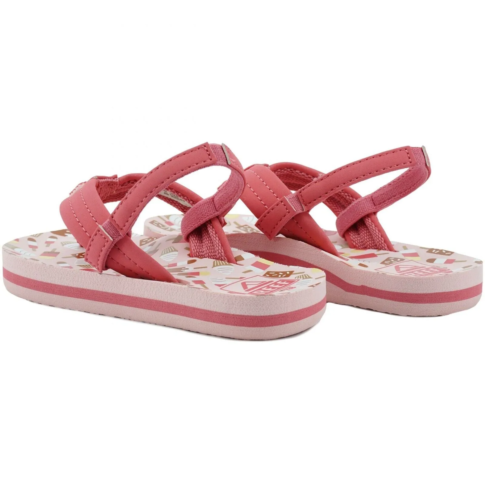 Reef Little Ahi CI4066 Flip Flop Girls 9-10 Pink Ice Cream Slip On Sandal ERK292 (Pink,9-10)