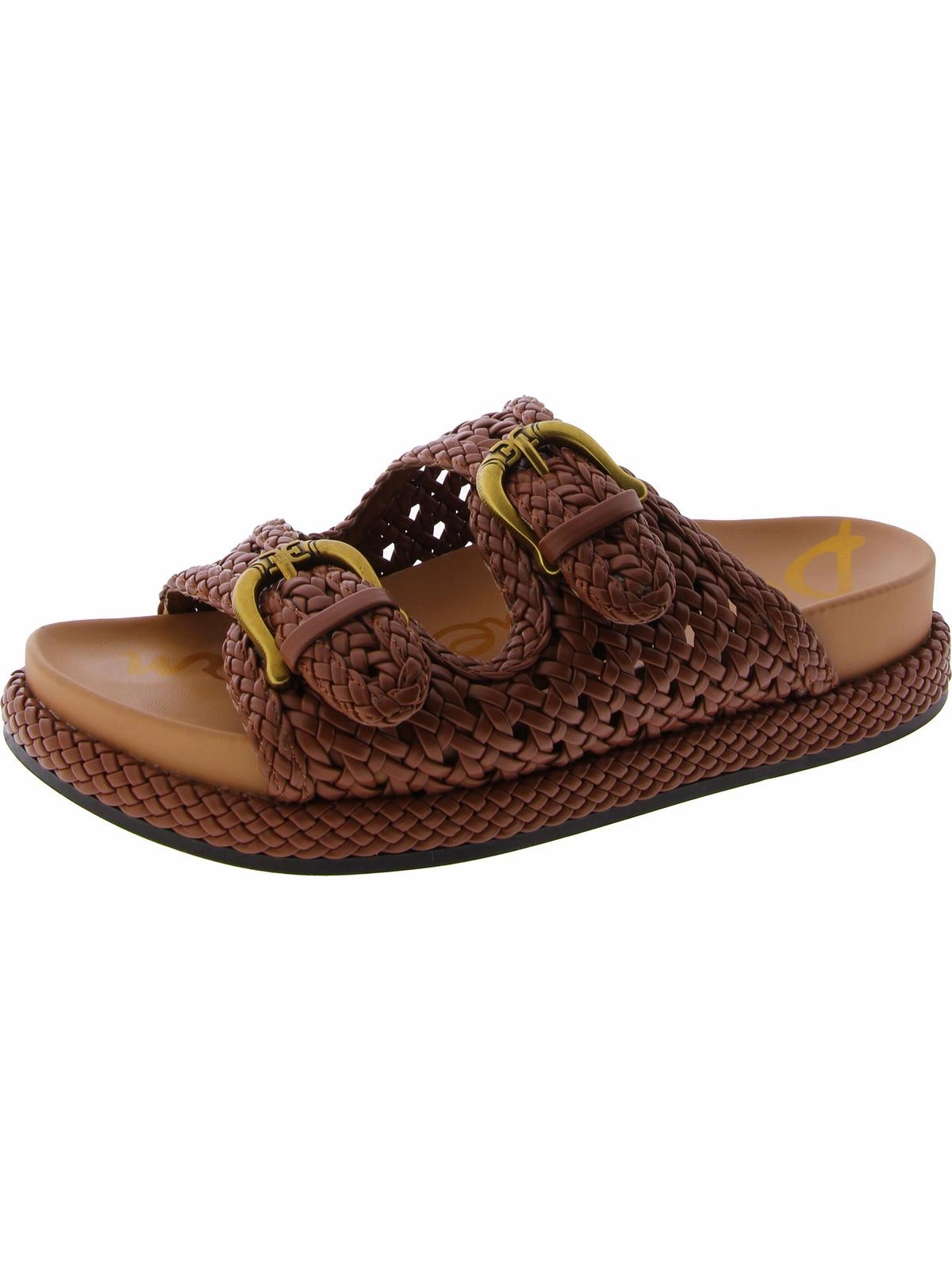 Reid Womens Faux Leather Slide Sandals