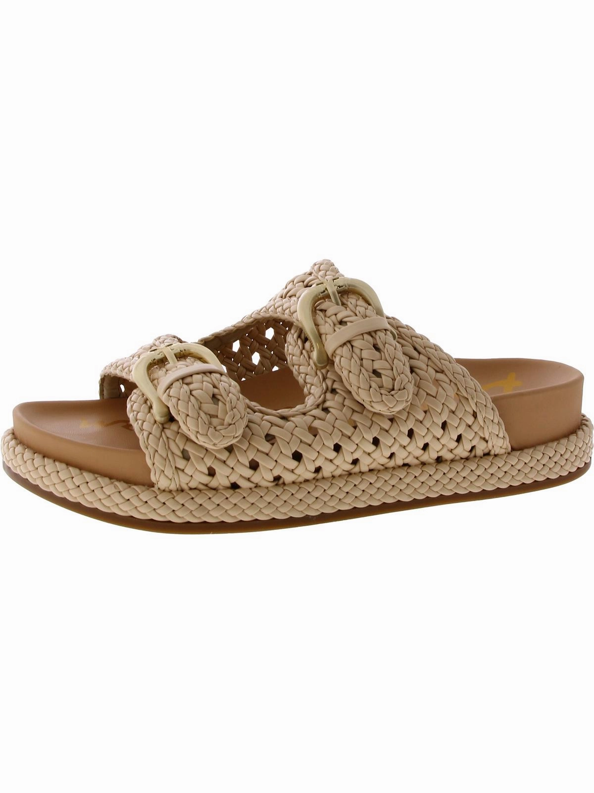 Reid Womens Faux Leather Slide Sandals