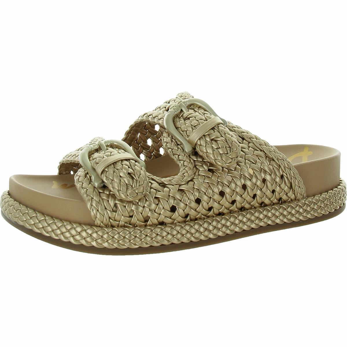 Reid Womens Faux Leather Slide Sandals