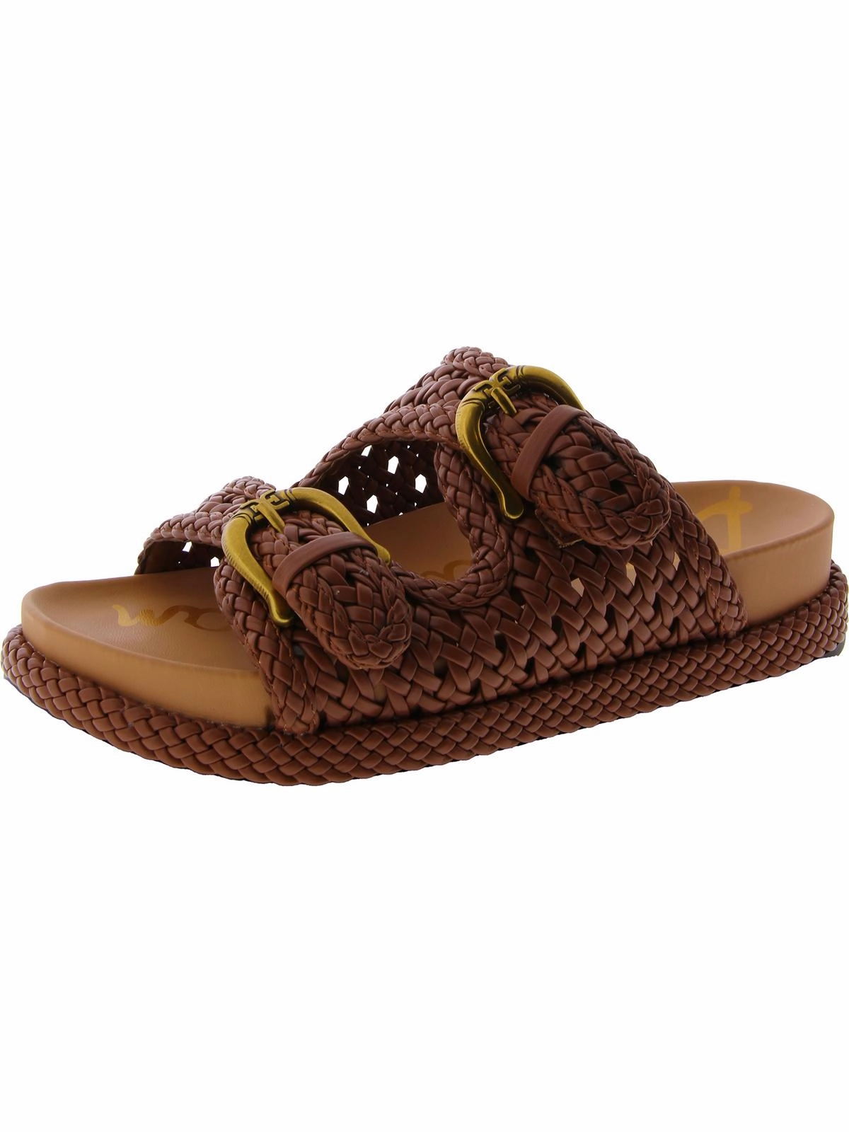 Reid Womens Faux Leather Slide Sandals
