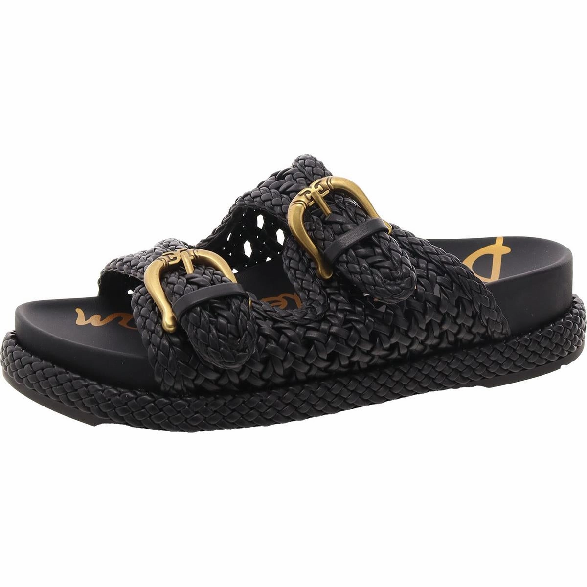 Reid Womens Faux Leather Slide Sandals