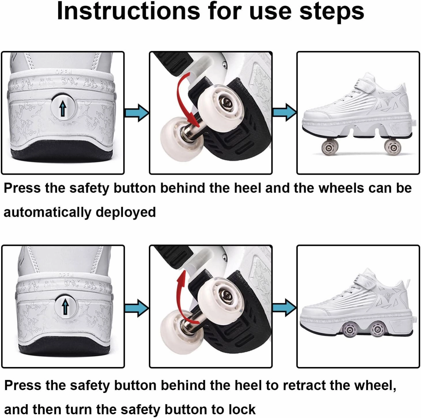 Roller Skates Shoes for Boys Girls, Multifunctional Roller Skates Deformation Automatic Walking Shoes with Double-Row Deform Wheel Adult Children's Skating Shoes,Pink-6.5BigKid