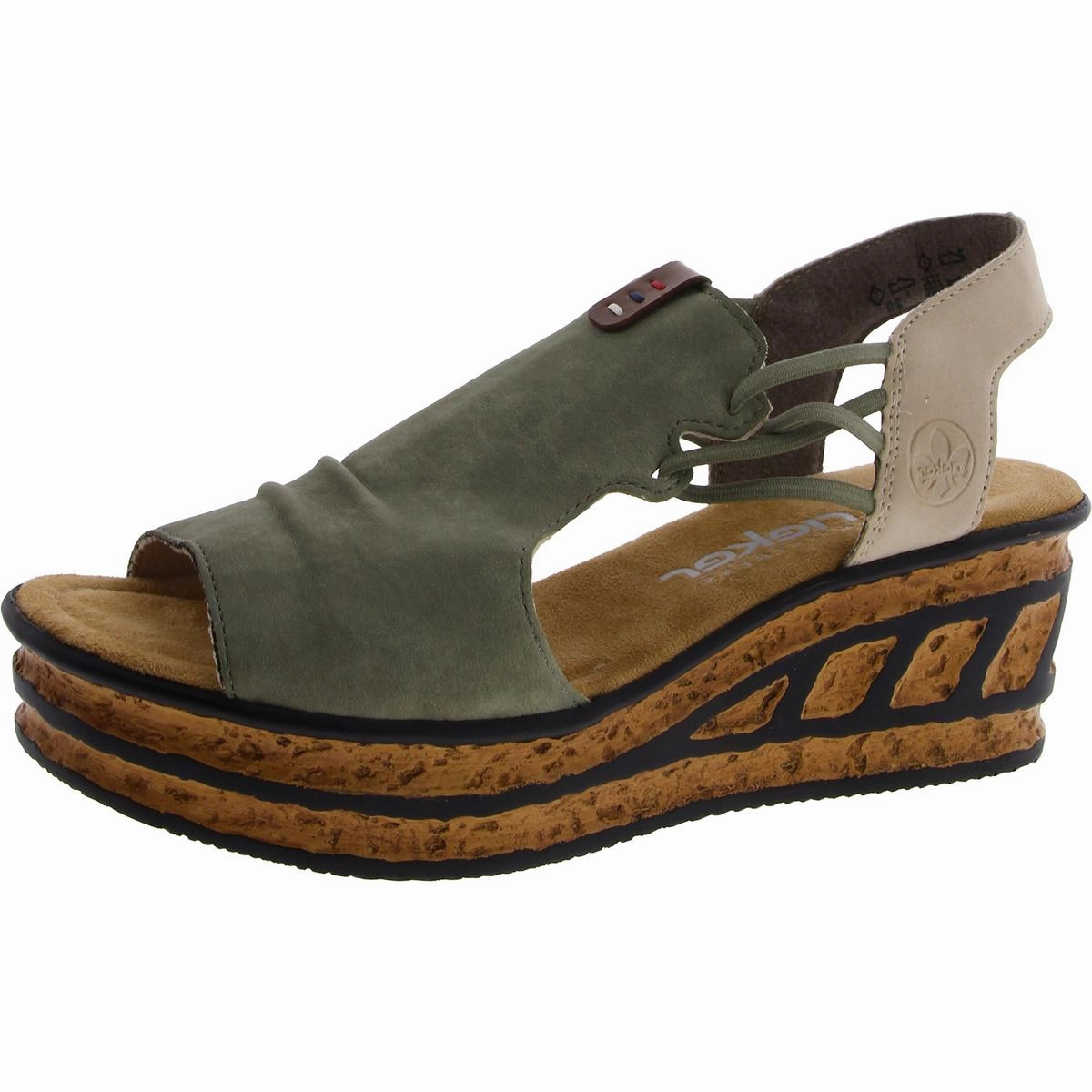 Rose 75 Womens Faux Leather Slingback Wedge Sandals