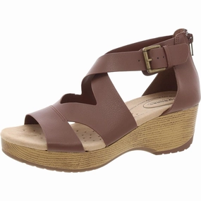 Roza Womens Faux Leather Wedge Ankle Strap