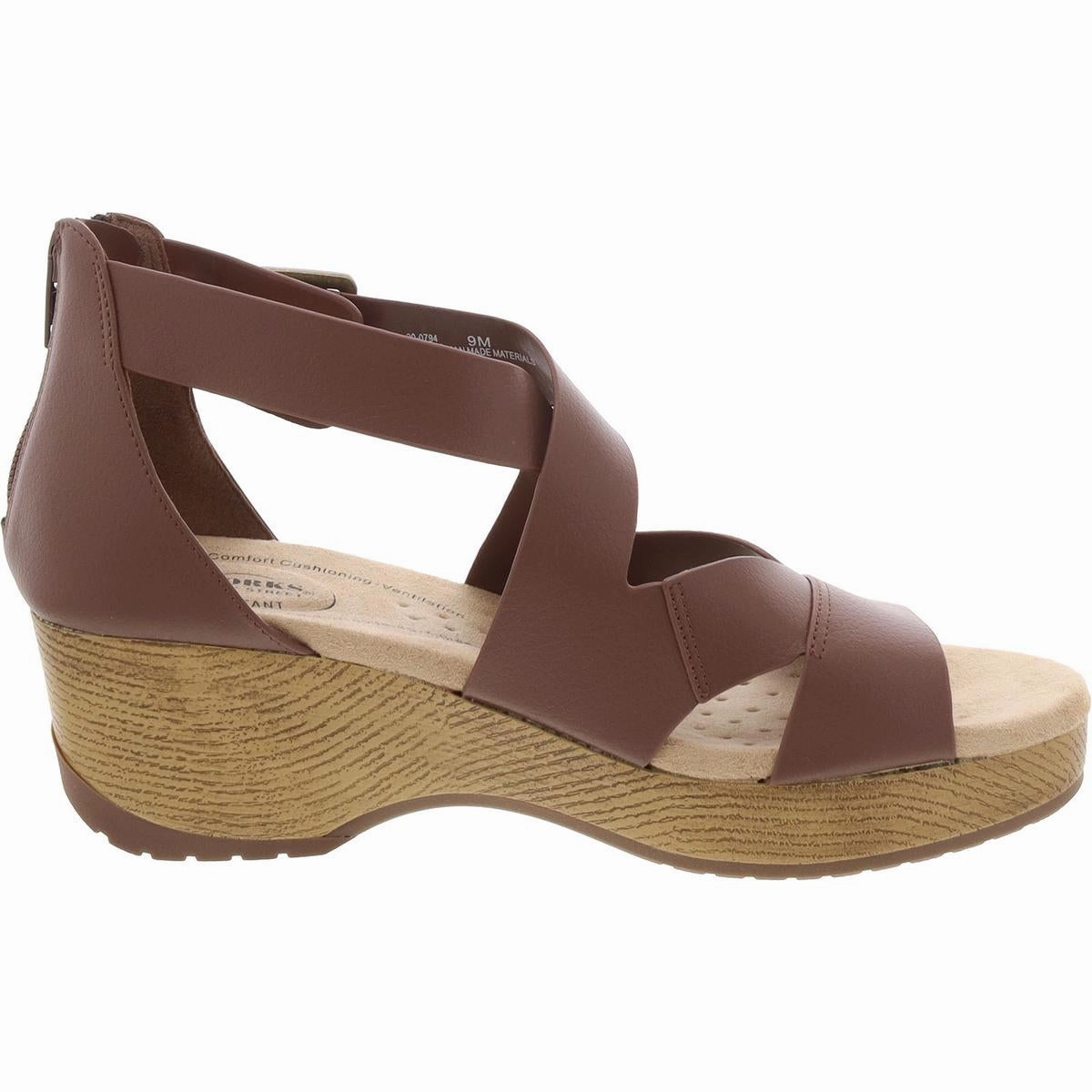 Roza Womens Faux Leather Wedge Ankle Strap