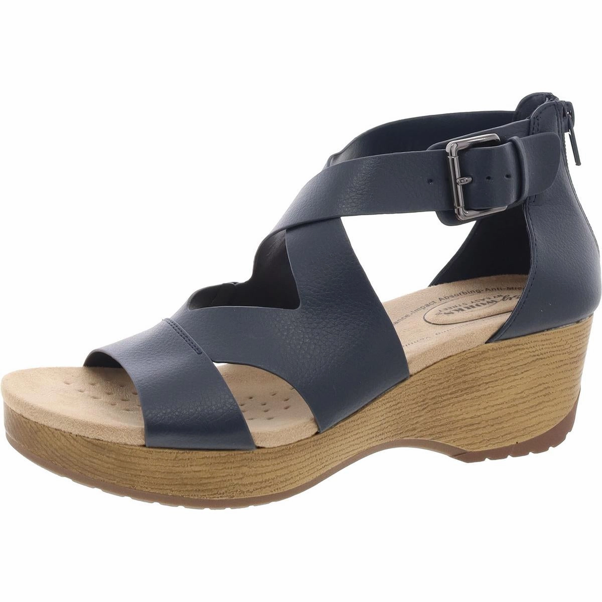Roza Womens Faux Leather Wedge Ankle Strap