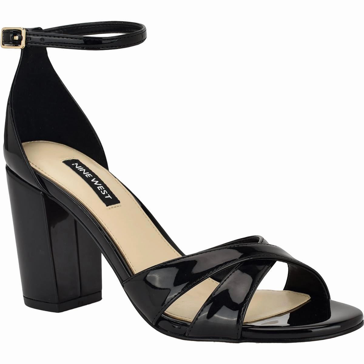 Saile 3 Womens Patent Metallic Ankle Strap