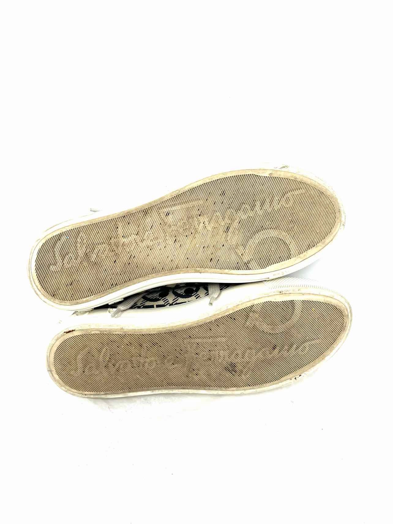 Salvatore Ferragamo Size 8.5 Beige/Black Signature Lace-Up AS IS Shoes Sneakers