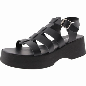 SARAI Womens Buckle Leather Platform Sandals