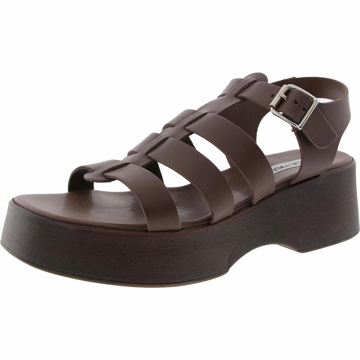 SARAI Womens Buckle Leather Platform Sandals