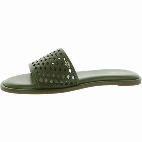 Saylor  Womens Leather Flat Slide Sandals