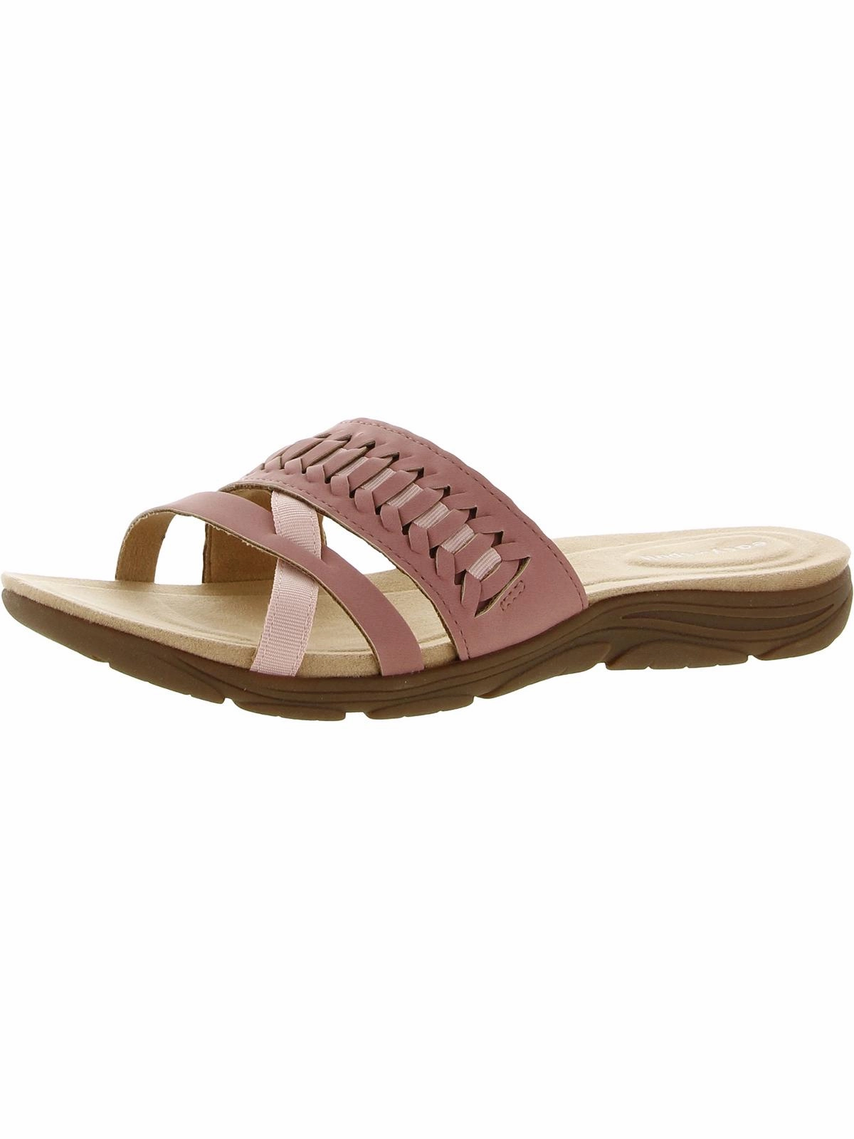 Selinley 3 Womens Faux Leather Flat Slide Sandals