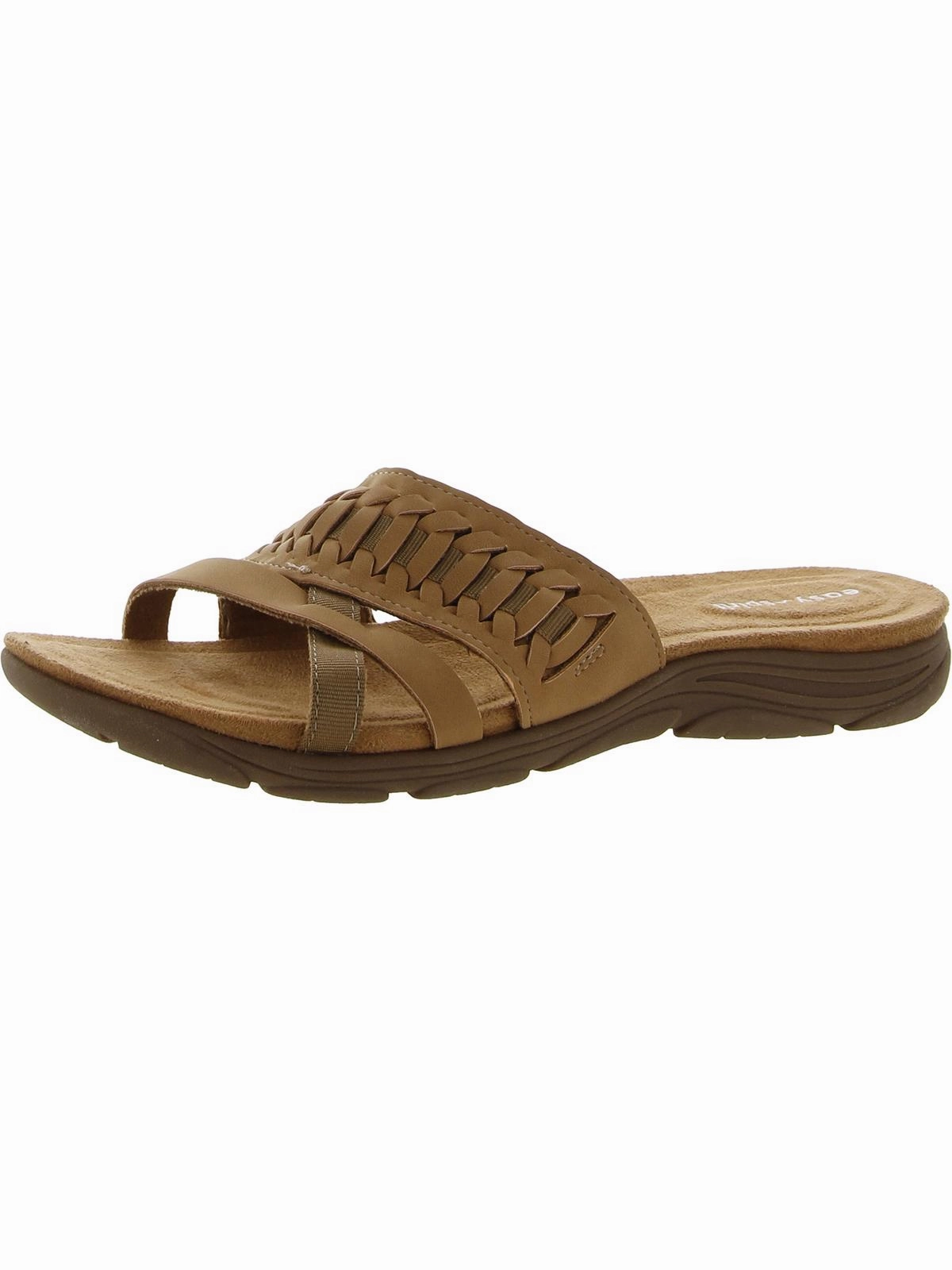 Selinley 3 Womens Faux Leather Flat Slide Sandals