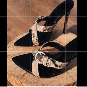 Sharon Snake Print Criss-Cross Mules