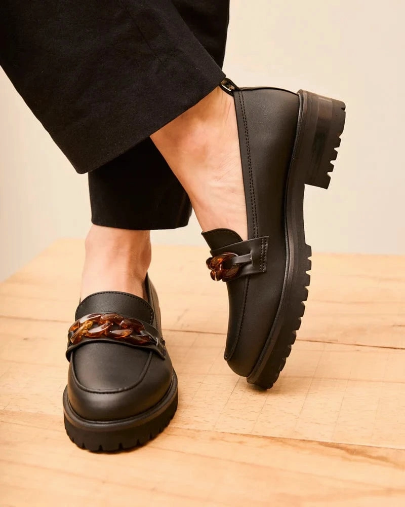 Sherlock Vegan Grain Leather Loafers | Black