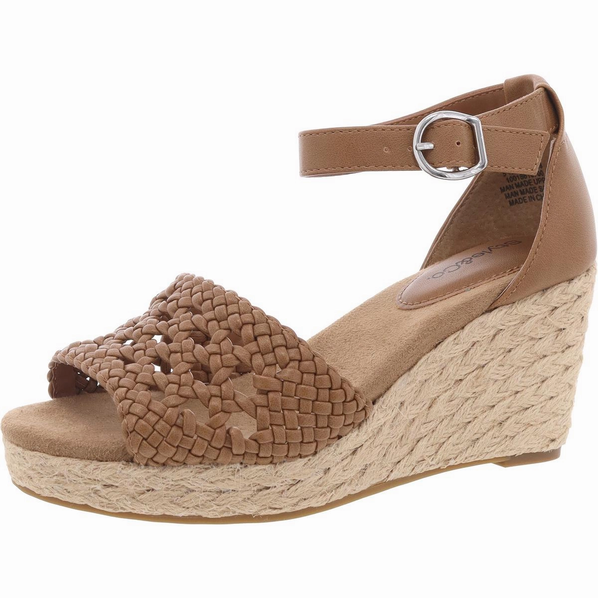 Sheryy Womens Adjustable Faux Leather Wedge Sandals