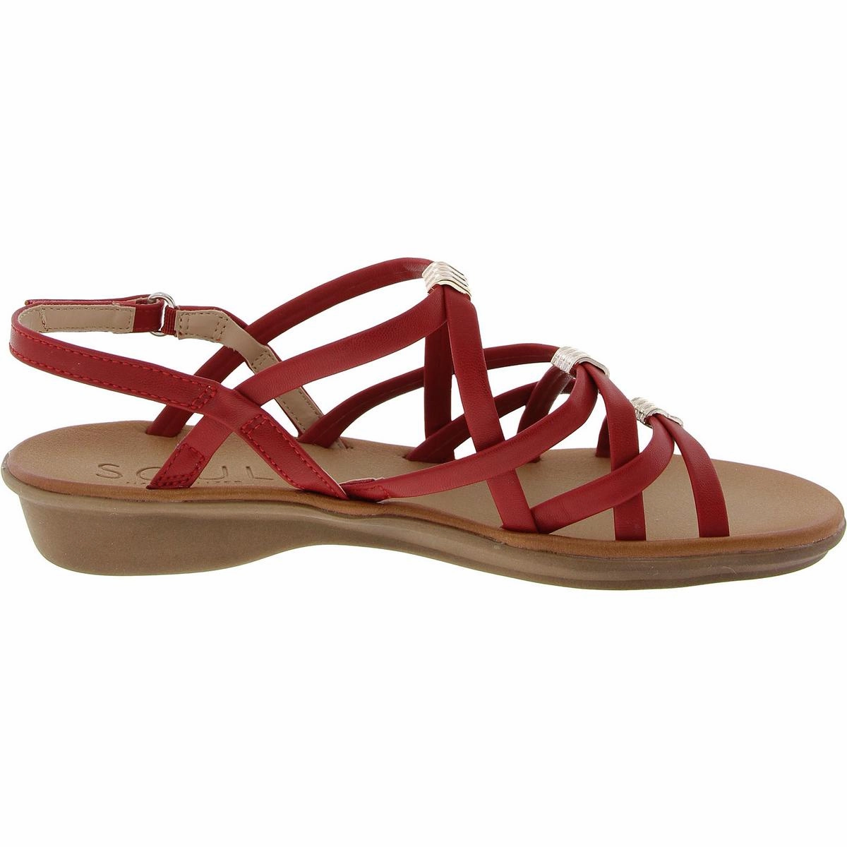 Sierra Womens Strappy Faux Leather Wedge Sandals