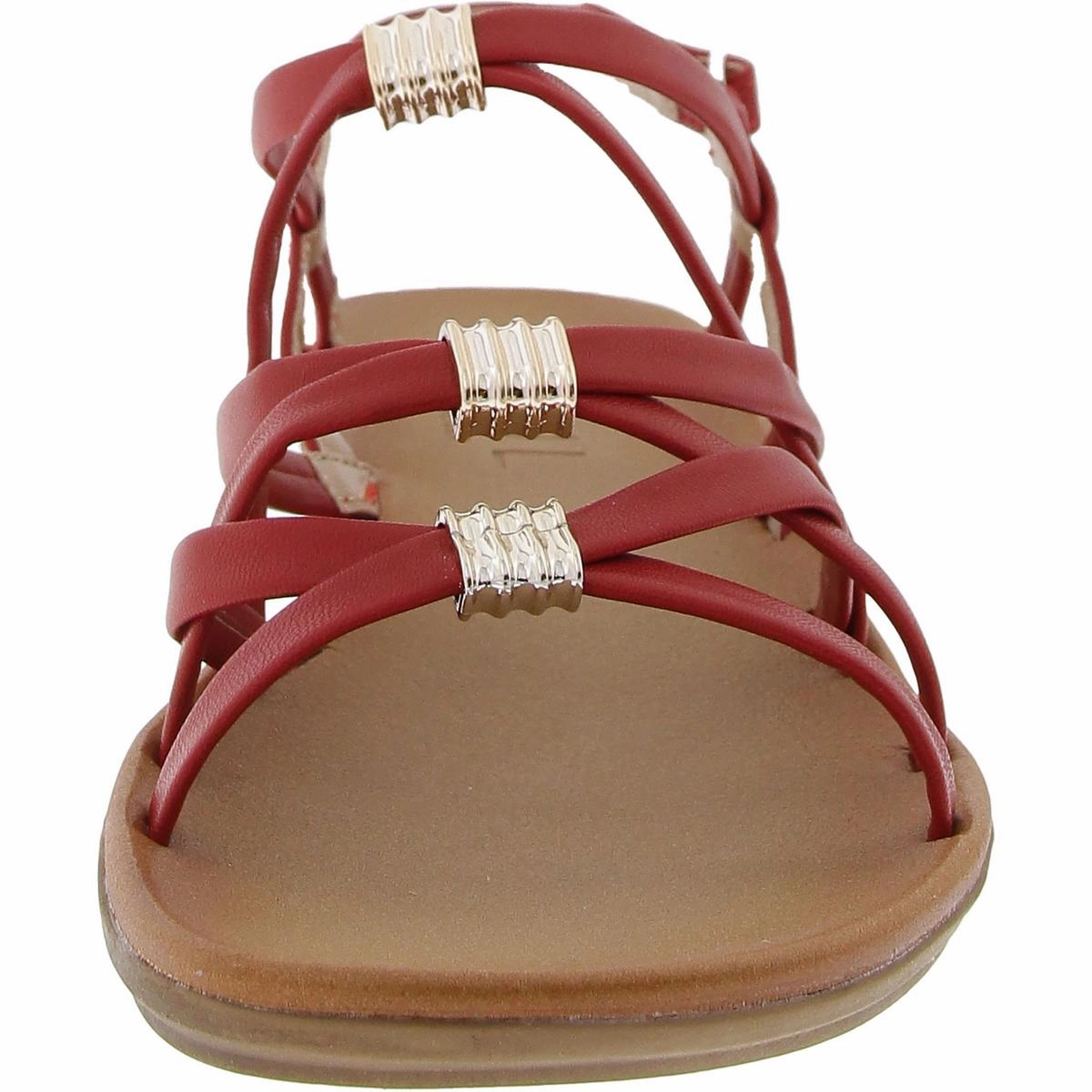 Sierra Womens Strappy Faux Leather Wedge Sandals