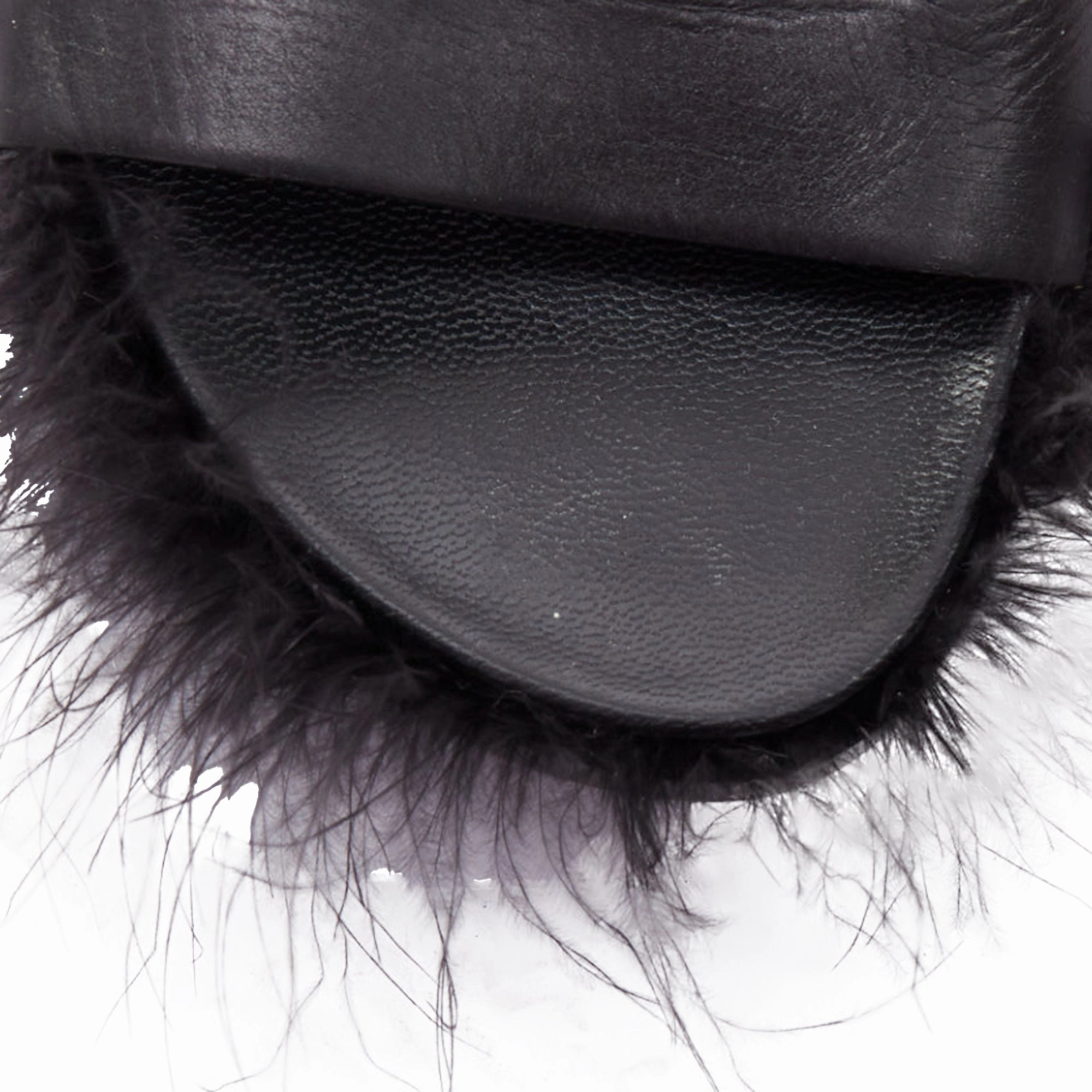 Simone Rocha Feather Trimmed Leather Flat Slides Mules