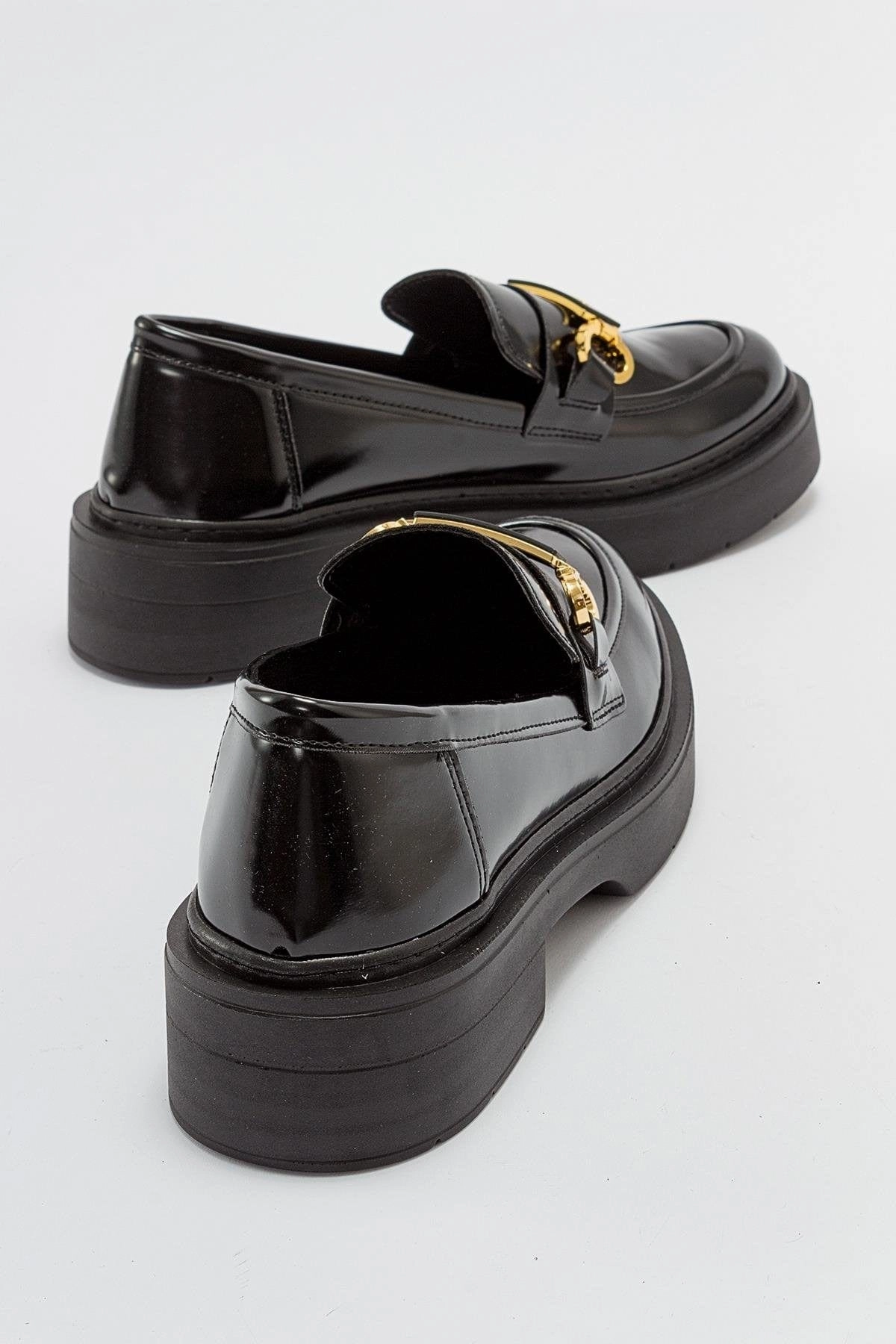 Simone Vegan Leather Bit Platform Loafers | Black Patent