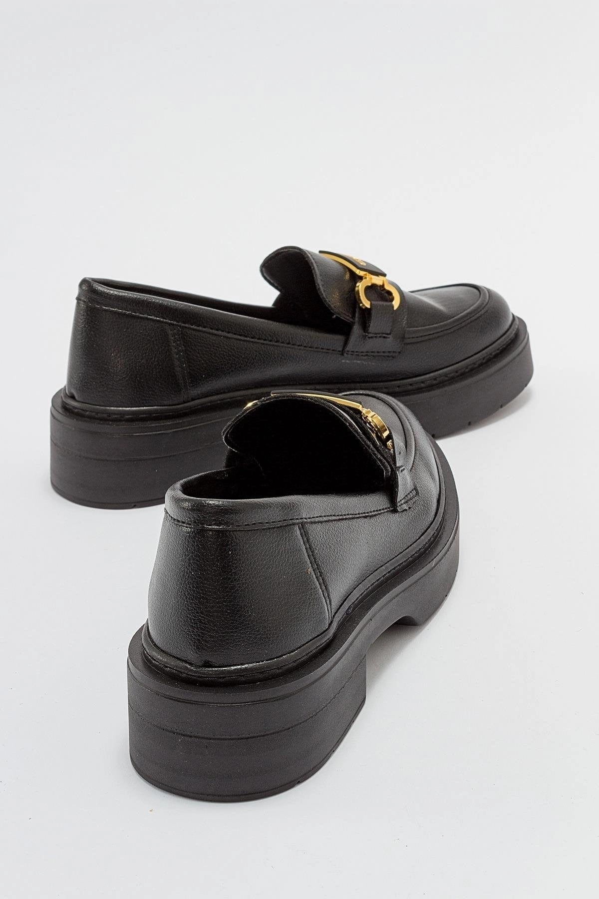 Simone Vegan Leather Bit Platform Loafers | Black