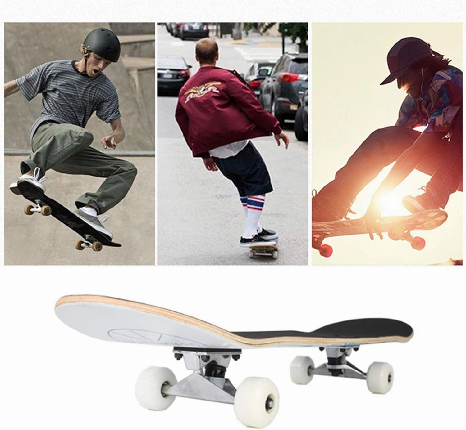 Skateboard 22inch Complete Skateboard ABEC-7 Bearing Skateboard Cruiser for Teens Adults Beginners Girls Boys Kids for Extreme Sports and Outdoors D_56x9cm