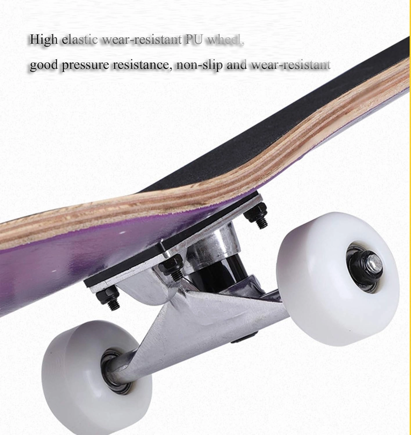 Skateboard 31inch Complete Skateboard 7 Layer Canadian Maple Deck Double Kick Concave Standard Skateboard Cruiser for Kids and Beginners A_79x29.5cm