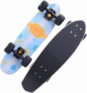 Skateboard Small Fish Board Beginner Adult Boys and Girls Skateboard with Colorful Flashing Wheels Adult Travel Four-Wheeled Scooter, Complete 22 Inch Cruiser Skateboard (Color : B)