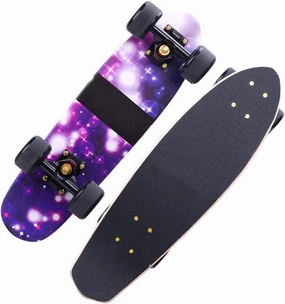 Skateboard Small Fish Board Beginner Adult Boys and Girls Skateboard with Colorful Flashing Wheels Adult Travel Four-Wheeled Scooter, Complete 22 Inch Cruiser Skateboard (Color : C)