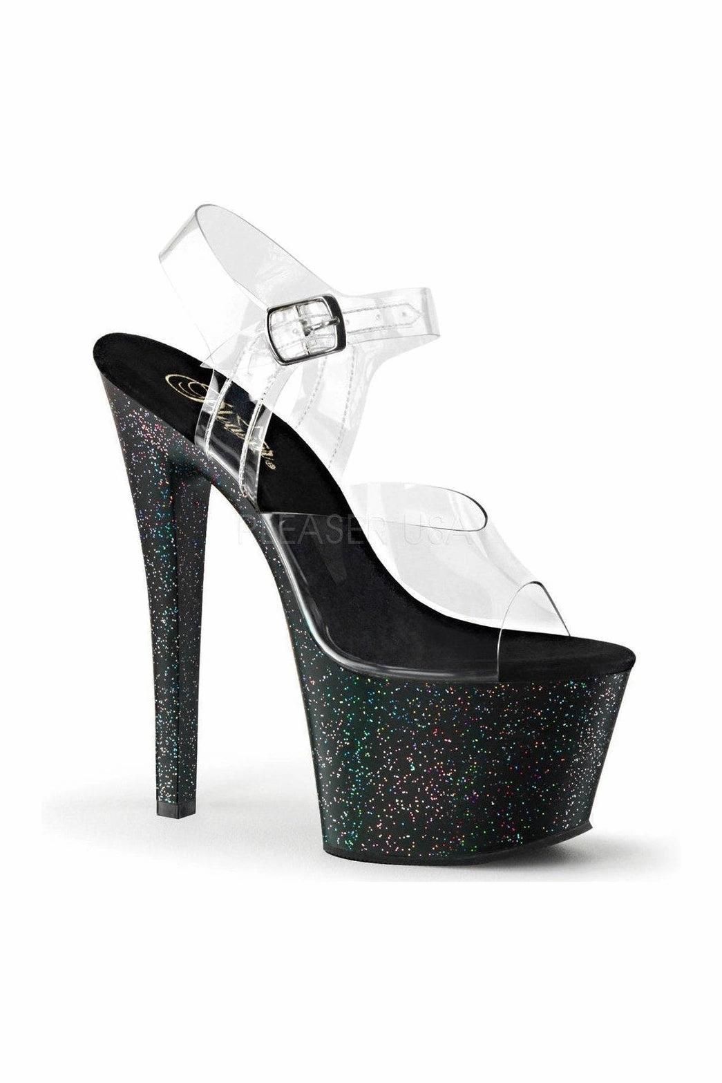 SKY-308MG Platform Sandal  | Black Vinyl