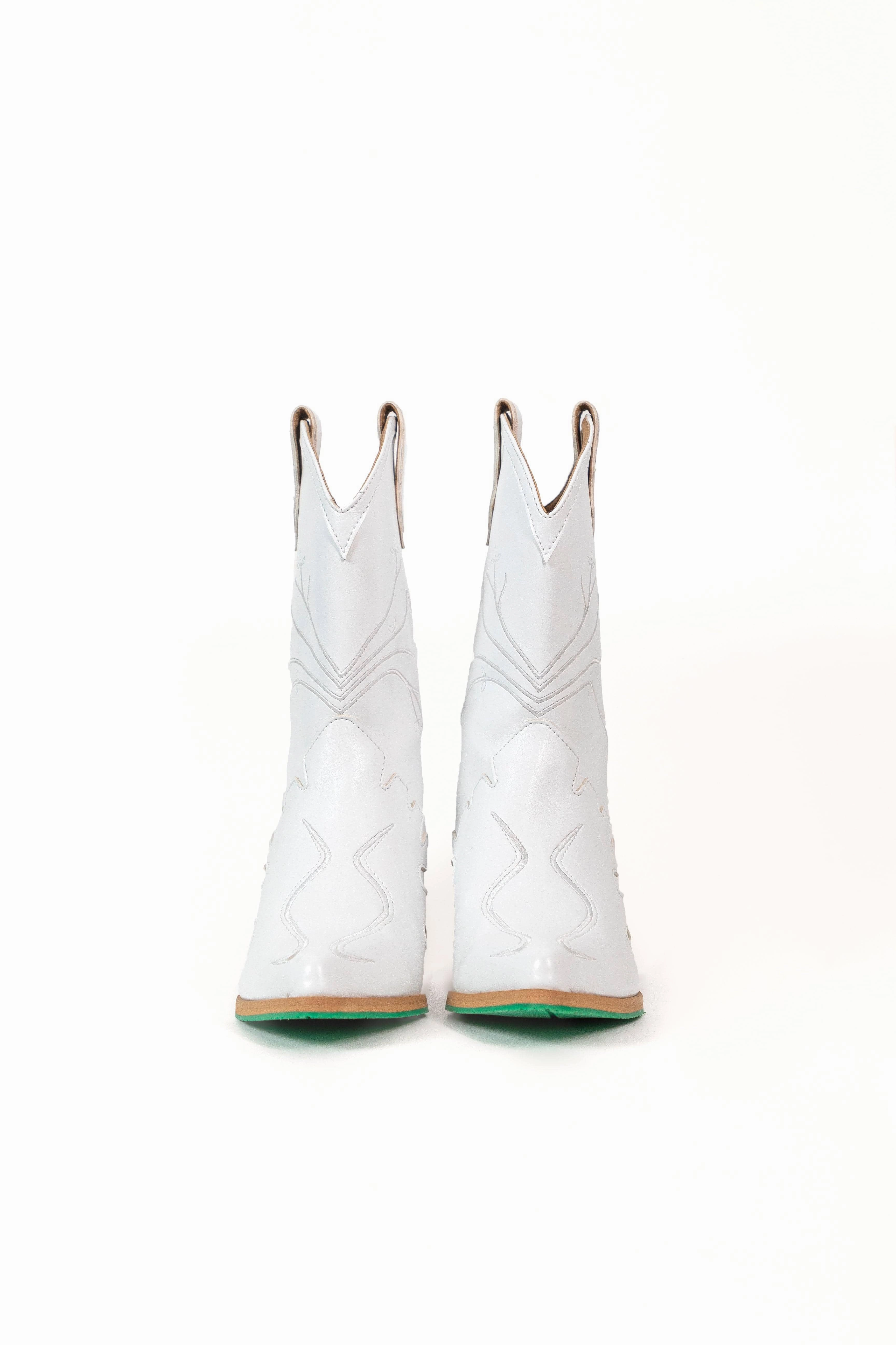 Sofie Vegan Apple Leather Cowboy Boots | White