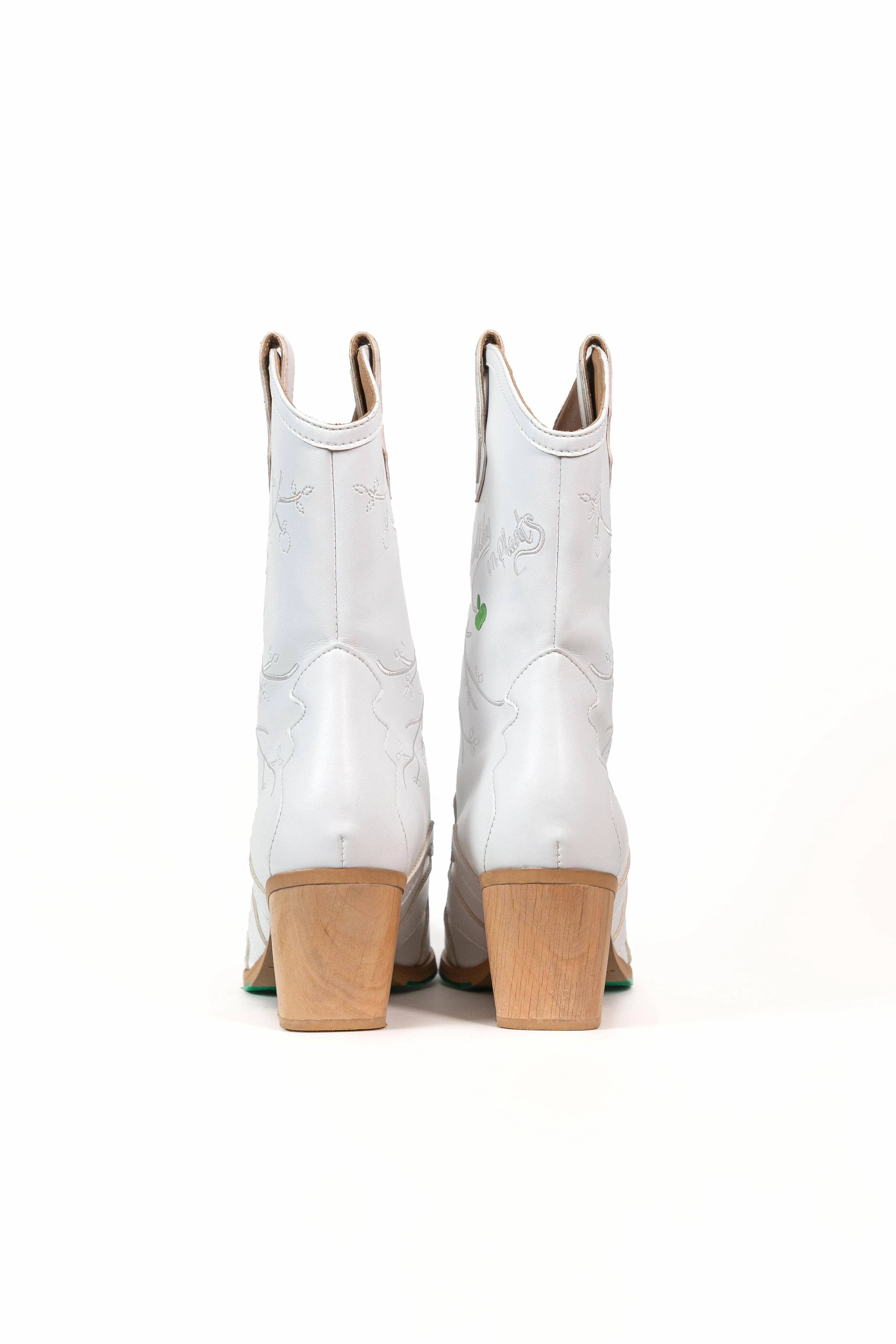 Sofie Vegan Apple Leather Cowboy Boots | White