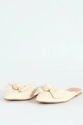 Soft Big Bow Push In Mule - Stone
