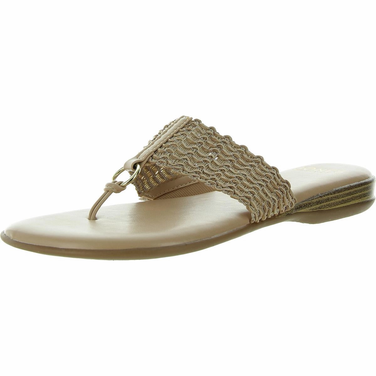Sonal Woven Womens O-Ring Faux Leather Flip-Flops