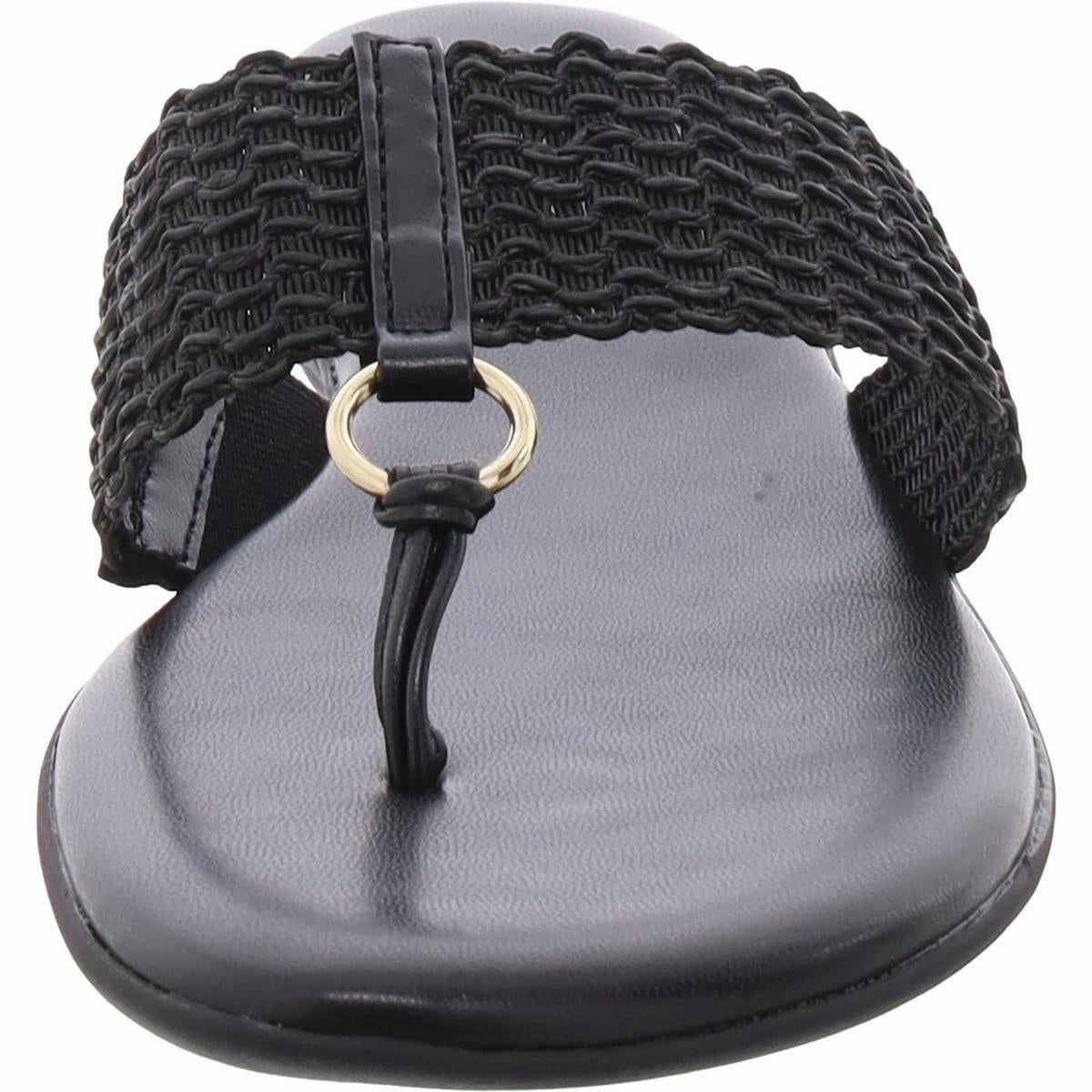 Sonal Woven Womens O-Ring Faux Leather Flip-Flops