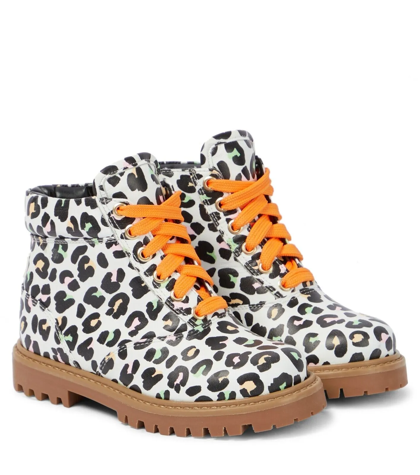 Sophia Webster Tia Combat Boots Girls Kids 13 Multi Leopard Print Leather KHD705
